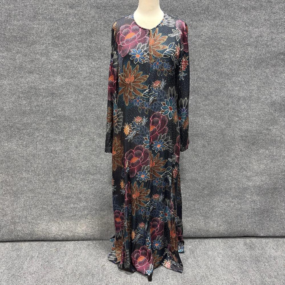 Farm Rio Dress Womens XL Multicolor Floral Dot Print Long Sleeve Maxi Boho